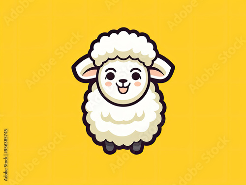 Sheep face icon.Farm Sheeps head logo vector in colors. photo