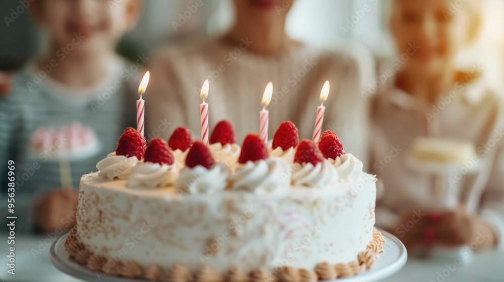 Family Celebrating a Joyous Birthday Gathering with Deep Depth of Field Three Enjoying a Memorable Family Occasion Together Family Celebrating a Joyous Birthday Gathering with Deep Depth of Field Three Enjoying a Memorable Family Occasion Together