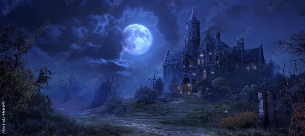 The halloween dark castle, game background, Illustration The halloween dark castle, game background, Illustration