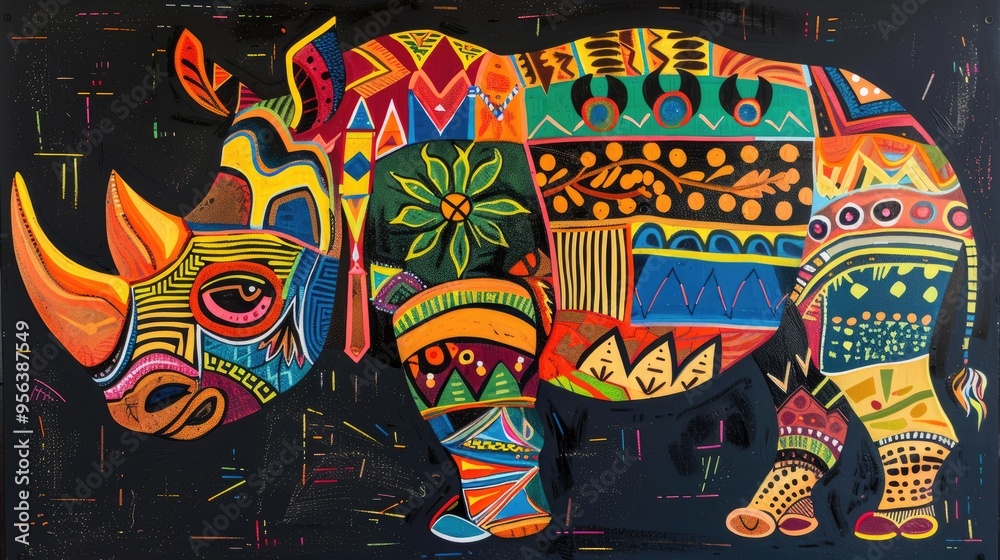 Obraz premium Colorful Rhinoceros Art.
