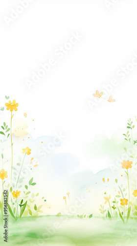 Bright and cheerful floral background with yellow flowers and soft green elements, perfect for nature-themed designs and spring presentations.