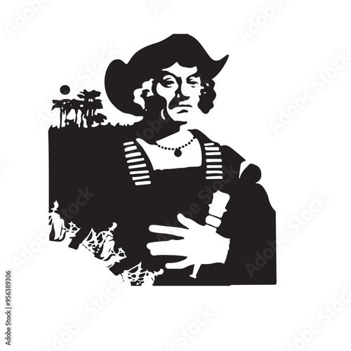 Wallpaper Mural Happy Columbus day vector silhouette Torontodigital.ca