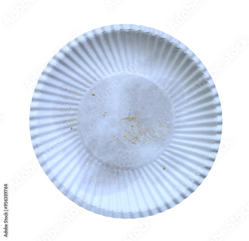 Disposable paper plate for food on a white background.