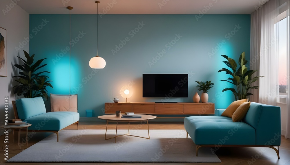 Photo interior modern design room 3d illustration Photo interior modern design room 3d illustration