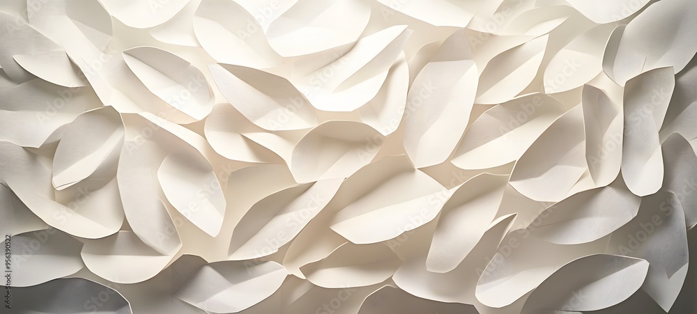 34. A burst of interlocking paper shapes arranged to create a textured, three-dimensional pattern with dynamic shadows 34. A burst of interlocking paper shapes arranged to create a textured, three-dimensional pattern with dynamic shadows