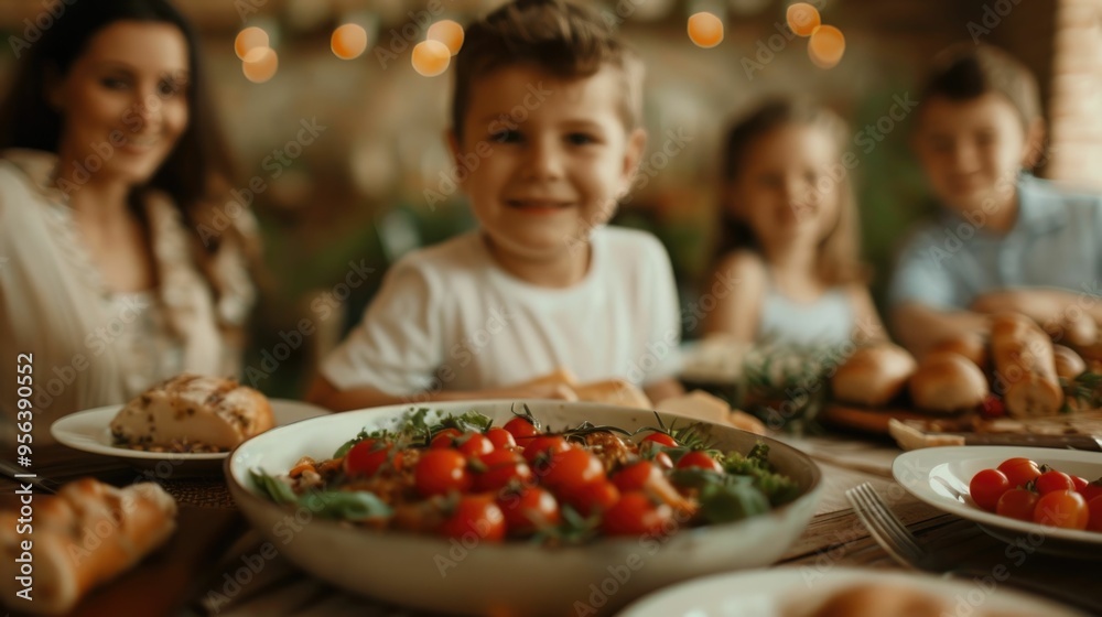 Heartwarming scene of a family gathered around a table for a traditional holiday feast sharing a special moment of togetherness joy and Heartwarming scene of a family gathered around a table for a traditional holiday feast sharing a special moment of togetherness joy and