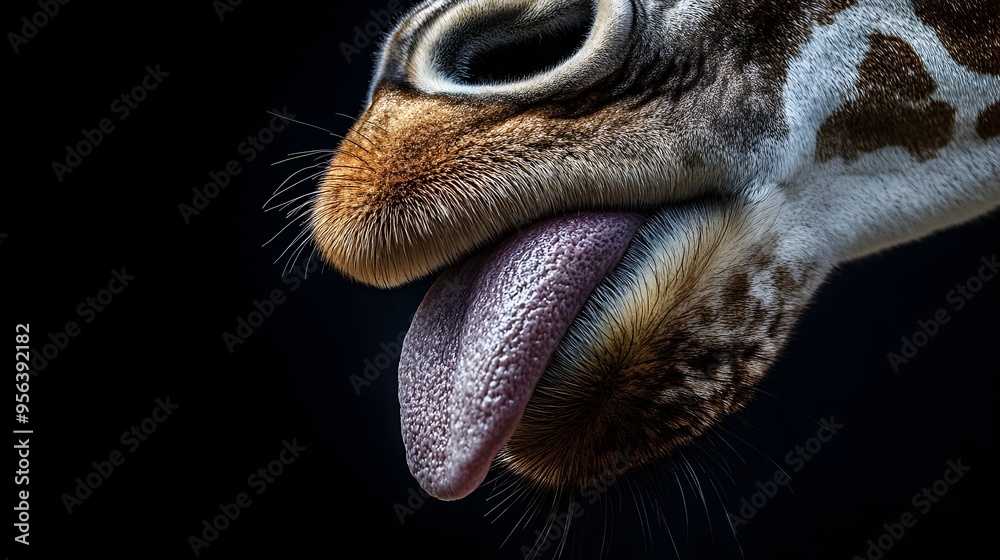 A captivating macro photograph showcasing the intricate and textural surface patterns of a giraffe s tongue