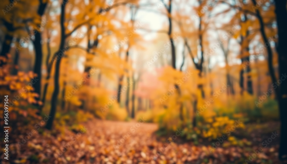 Dreamy autumn scene, blurred autumn forest background Dreamy autumn scene, blurred autumn forest background