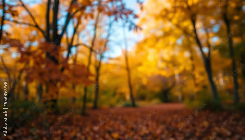 Dreamy autumn scene, blurred autumn forest background Dreamy autumn scene, blurred autumn forest background