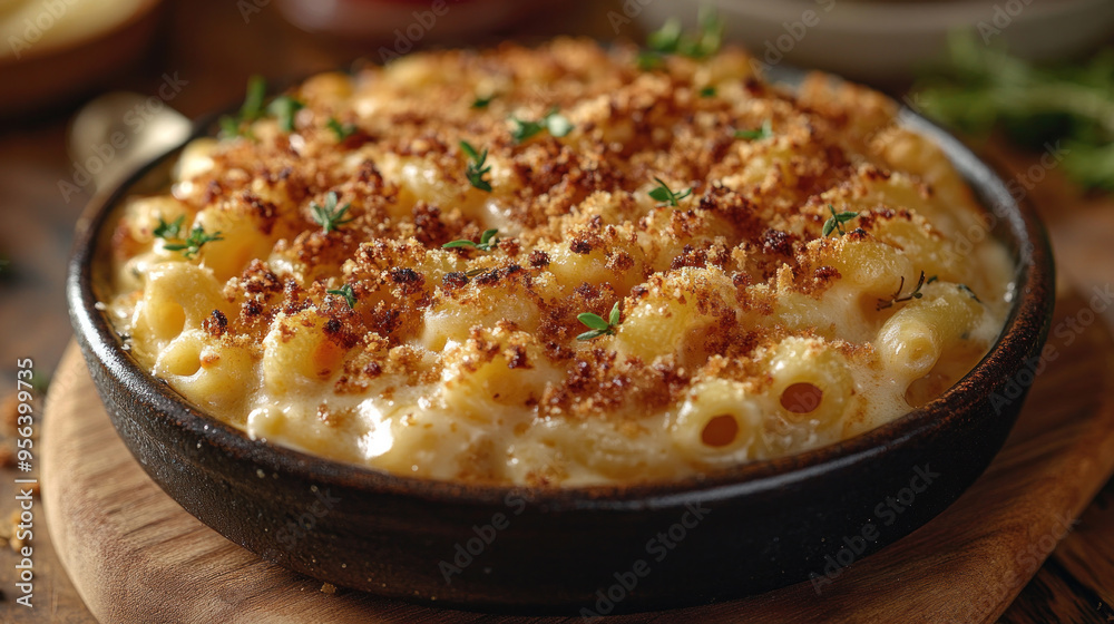 Macaroni and Cheese: Classic macaroni and cheese with a gooey, cheesy sauce and a crispy breadcrumb topping. Macaroni and Cheese: Classic macaroni and cheese with a gooey, cheesy sauce and a crispy breadcrumb topping.