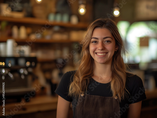 Friendly Barista with a Warm Smile at a Rustic Café