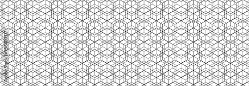 Abstract, Geometric, Lines, pattern, Hexagon, square, Illustration, vector, alternating overlapping, symmetrical, orderly arrangement background, black and white, banner, website, template, dark.