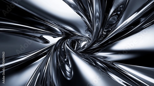 Abstract metallic swirl with shiny textures creating dynamic movement