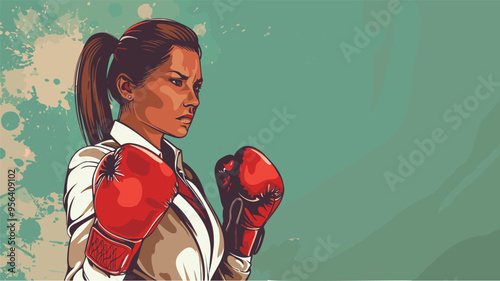 Strong Businesswoman in Boxing Gloves, Ready to Fight for Gender Equality and Overcome Challenges in Competitive Corporate World