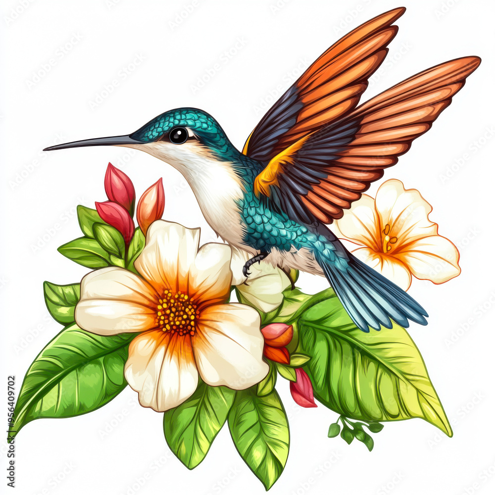 Obraz premium hummingbird with flower