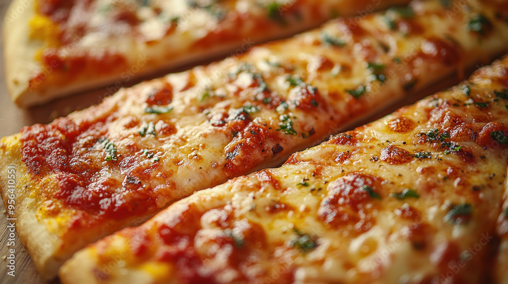 close-up of gooey, cheesy pizza slices topped with a variety of toppings, presented with a vibrant, appetizing backdrop. close-up of gooey, cheesy pizza slices topped with a variety of toppings, presented with a vibrant, appetizing backdrop.