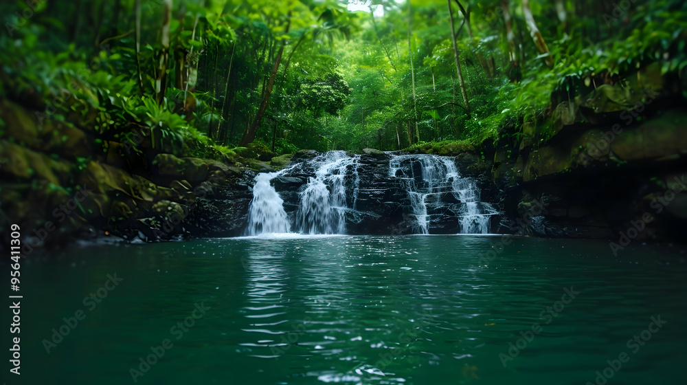 Cascate Dacqua Torrente Una Rigogliosa Forest Cascate Dacqua Torrente Una Rigogliosa Forest