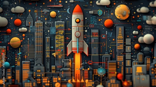 Creative visual of a startups gotomarket strategy including customer acquisition productmarket fit and marketing with vibrant and engaging graphics photo