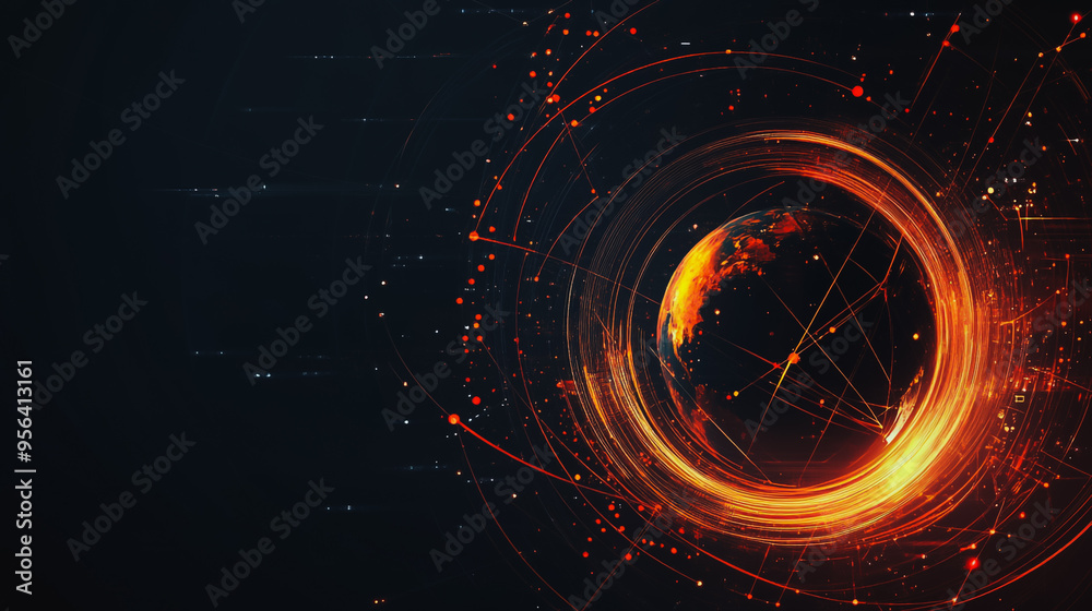Abstract colorful business connection of lines from nodes It is connected to endless nodes and represents the innovation of communication cyber security in the network with black background Abstract colorful business connection of lines from nodes It is connected to endless nodes and represents the innovation of communication cyber security in the network with black background