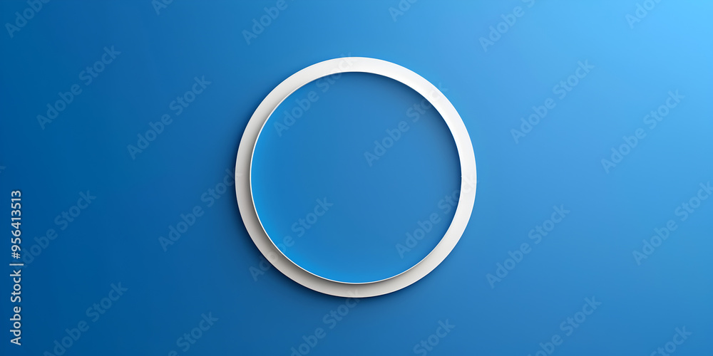 3D rendering illustration of a glowing white circle on a blue background. The circle is made of glass and has a matte surface. 3D rendering illustration of a glowing white circle on a blue background. The circle is made of glass and has a matte surface.