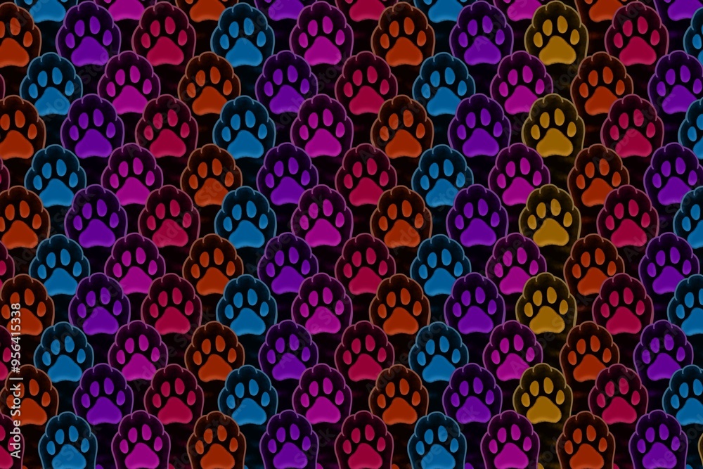 Pet, paw, animal, cat, background, seamless pattern with colorful paw animals, seamless pattern with colorful paws of cats, neon, lamp, light, illustration of glow paws animals, pattern, cat's paw Pet, paw, animal, cat, background, seamless pattern with colorful paw animals, seamless pattern with colorful paws of cats, neon, lamp, light, illustration of glow paws animals, pattern, cat's paw