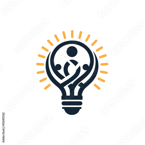 people family together human unity logo and light bulb design graphic vector illustration, smart idea mind think lightbulb logo design, people creative light bulb ideas concept vector