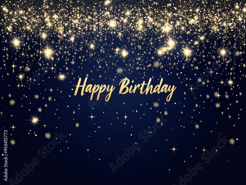 Wallpaper Mural Happy Birthday Greeting with Sparkling Stars. Torontodigital.ca