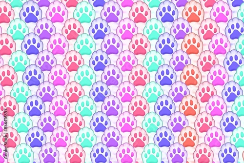 pattern, cat hands illustration, cat palm illustration, seamless pattern of paw, paw print background, colorful background, colorful of cat hands background, meow, cat, pet, animal, paw, cute