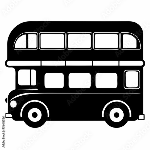 Double decker bus Black silhouette