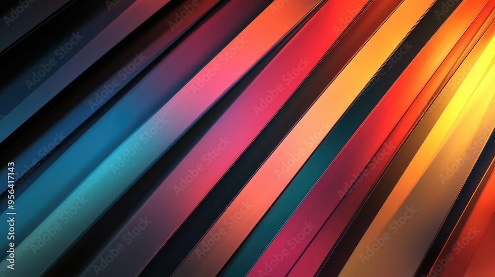 Fototapeta premium Diagonal stripes in metallic colors overlaid with a shadow effect, creating a three-dimensional, abstract background.