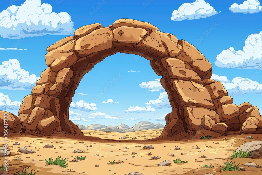 A Stone Archway Leading Through a Desert Landscape A Stone Archway Leading Through a Desert Landscape