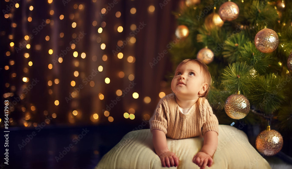 BEBÊ OLHANDO ADMIRADA AS LUZES DE NATAL E TODA A MAGIA QUE ENVOLVE ESSA DATA COMEMORATIVA BEBÊ OLHANDO ADMIRADA AS LUZES DE NATAL E TODA A MAGIA QUE ENVOLVE ESSA DATA COMEMORATIVA