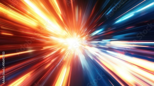 Flash of light with a radial blur effect, suggesting speed and movement for a dynamic abstract background.