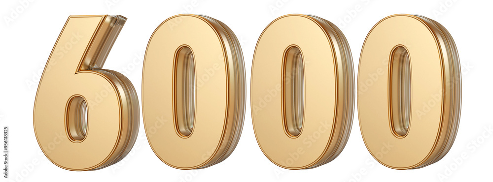 Gold 3D Number 6000
