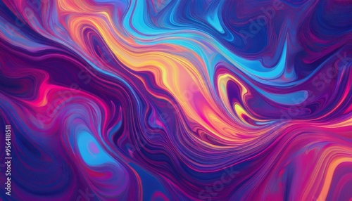 big neon wave background, abstract fluid art design; marbleized effect