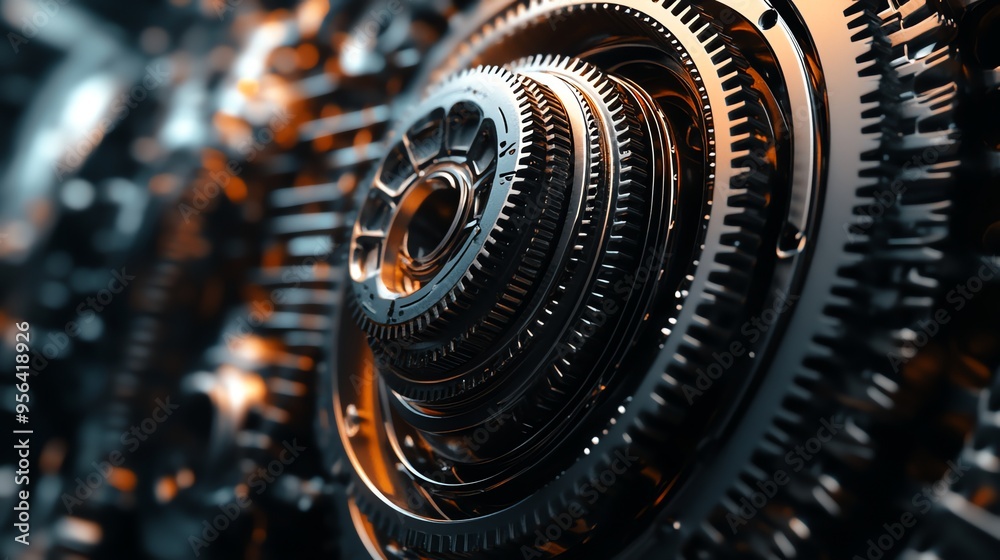 Fototapeta premium Close-up of intricate gears and machinery.