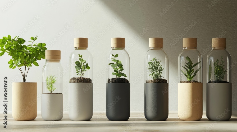 Innovative packaging design for a bottle, featuring eco-friendly materials and a contemporary look Innovative packaging design for a bottle, featuring eco-friendly materials and a contemporary look