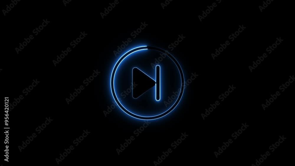 Animated neon play button, play saymbol icon with wave design animation on background Animated neon play button, play saymbol icon with wave design animation on background