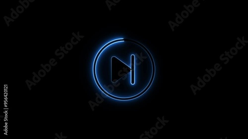 Animated neon play button, play saymbol icon with wave design animation on background photo