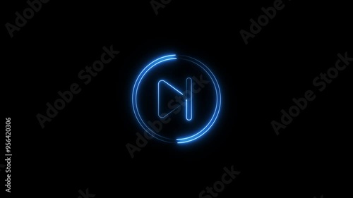 Animated neon play button, play saymbol icon with wave design animation on background photo