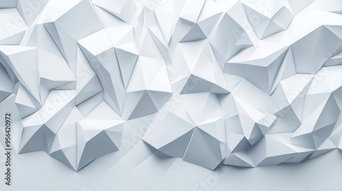 Abstract white low-poly background with geometric shapes,