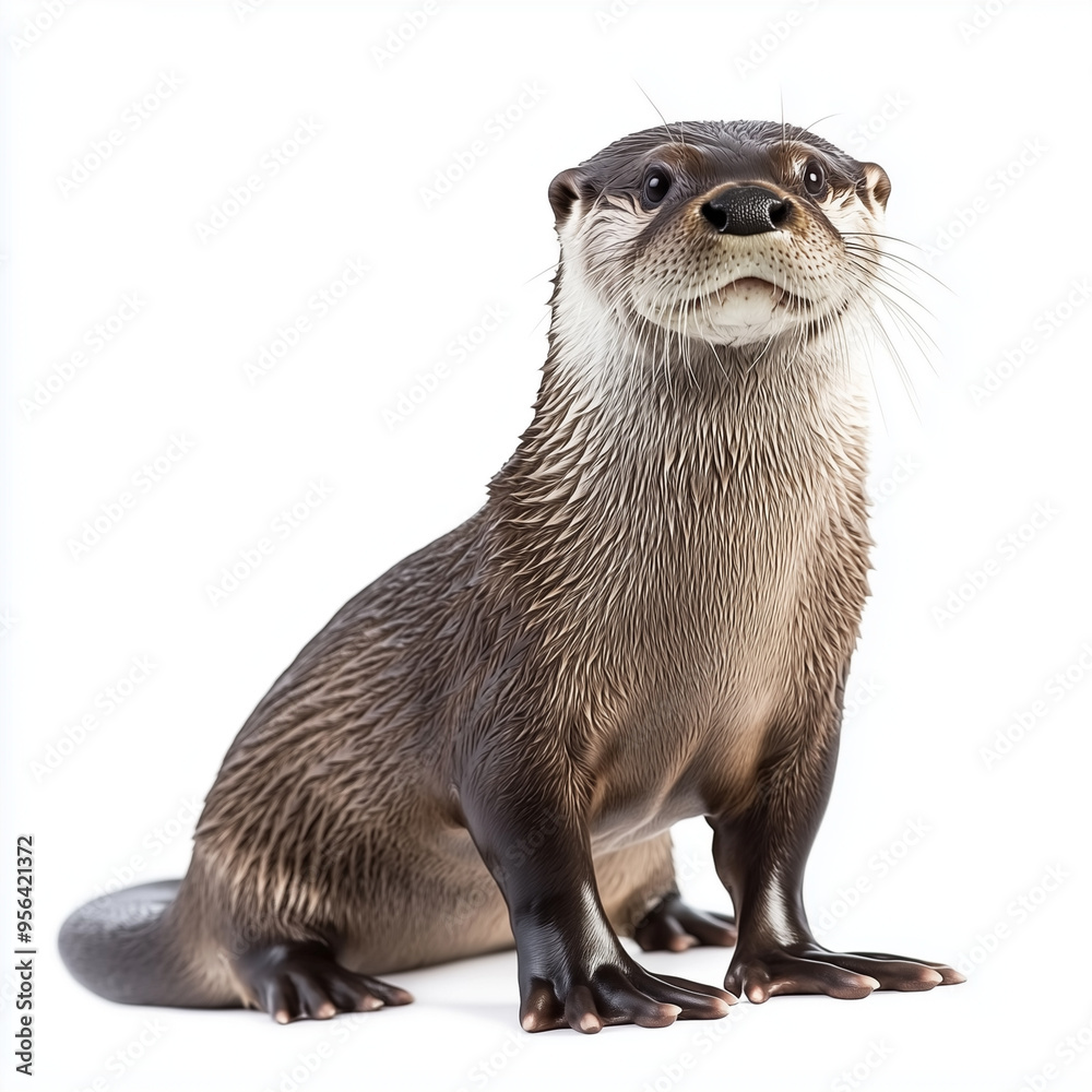 Otter full body shot isolated on white background Otter full body shot isolated on white background