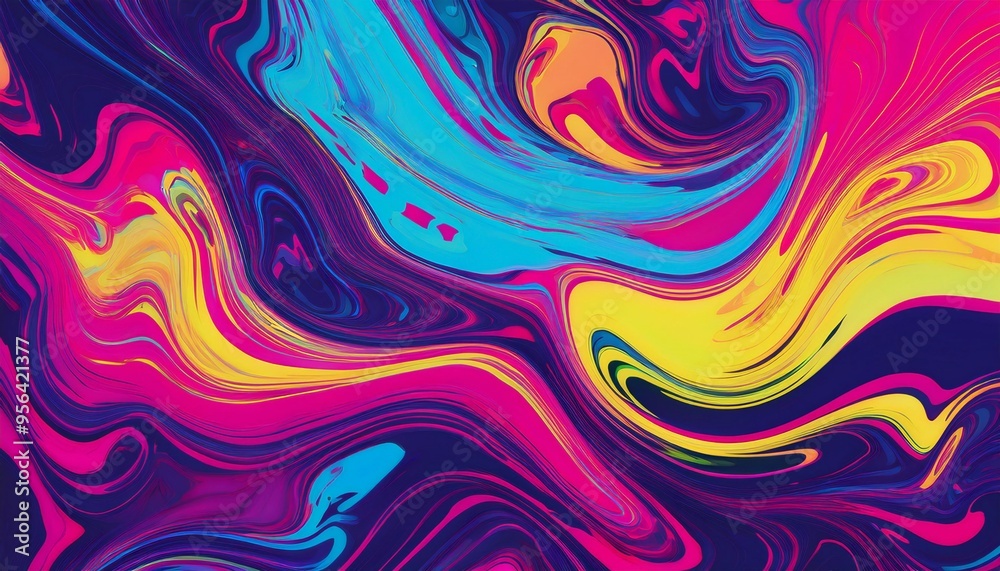Obraz premium big neon wave background, abstract fluid art design; marbleized effect