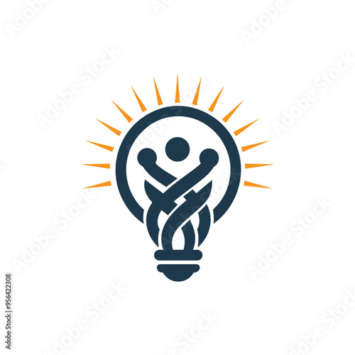 people family together human unity logo and light bulb design graphic vector illustration, smart idea mind think lightbulb logo design, people creative light bulb ideas concept vector