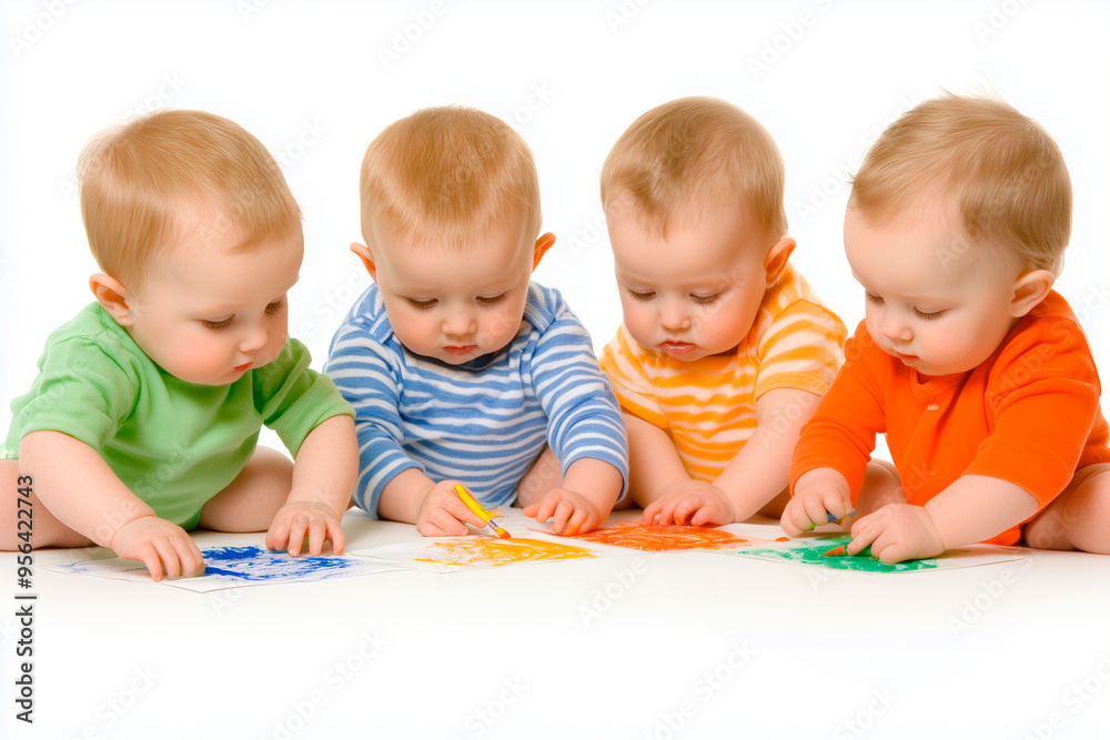 Babies Drawing Together on International Children's Day Babies Drawing Together on International Children's Day