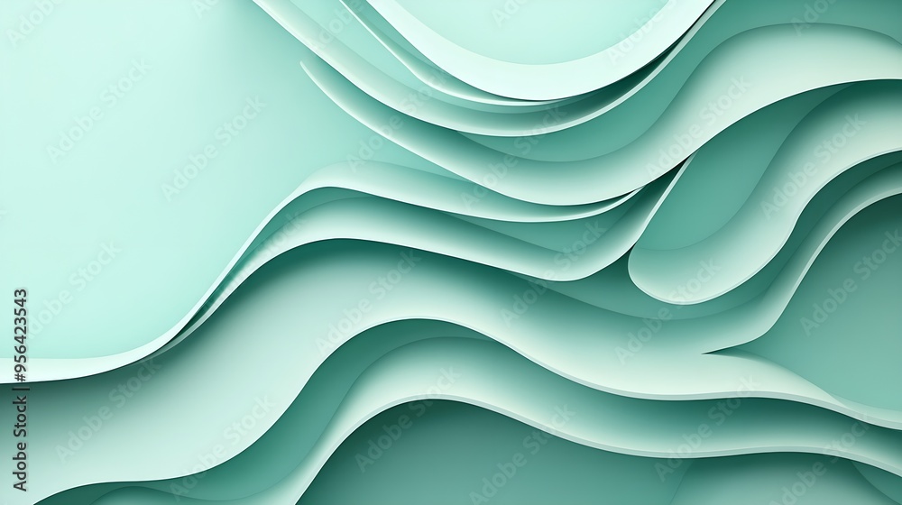 Abstract Green Waves, Minimalist Background Design Abstract Green Waves, Minimalist Background Design