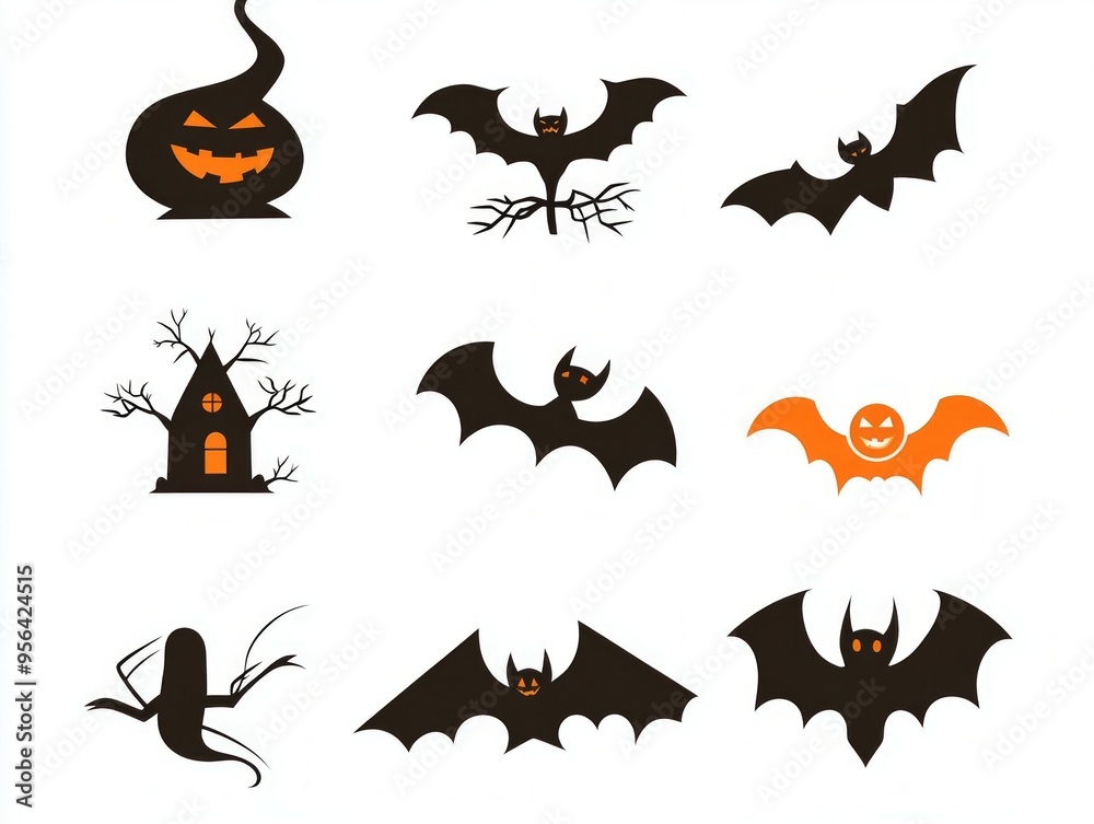 Fototapeta premium Blank page with white background and different halloween simple logo