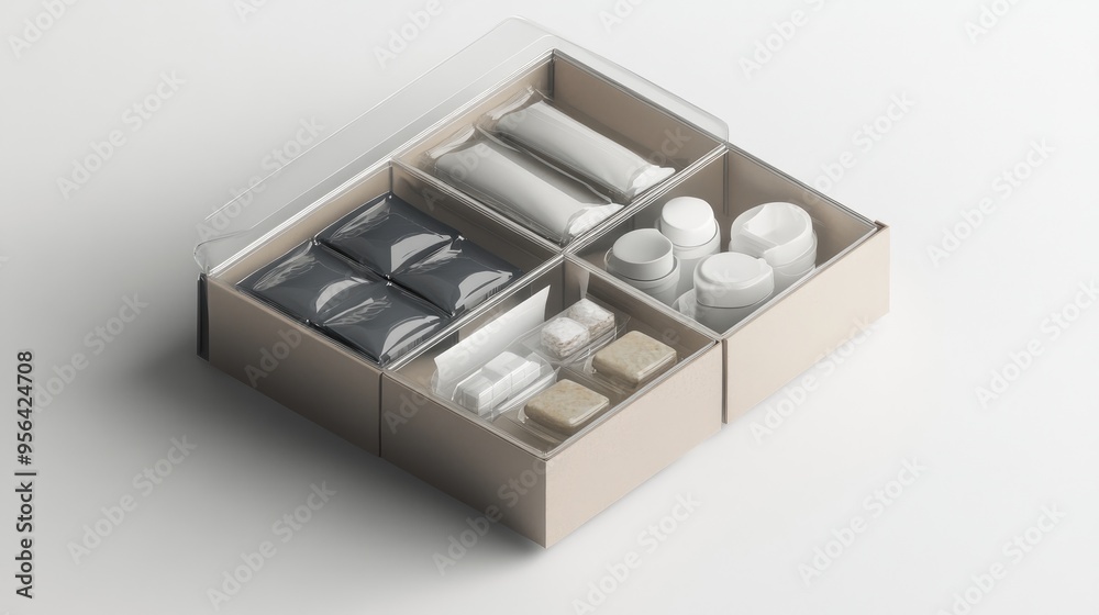 Look Inside Packaging Product packaging with transparent compartments, offering a sneak peek ...