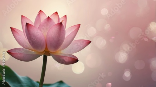 A beautiful lotus flower in focus, surrounded by a dreamy bokeh background of soft, blurred colors.