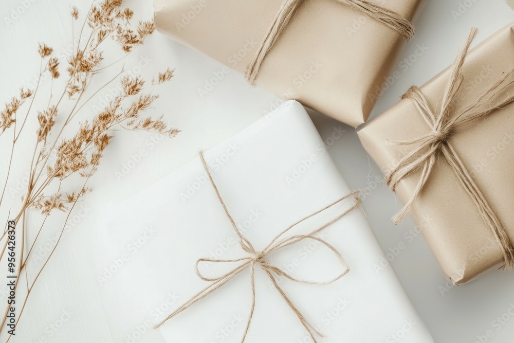 Mockup empty, blank white wrapping paper, on plain background Mockup empty, blank white wrapping paper, on plain background